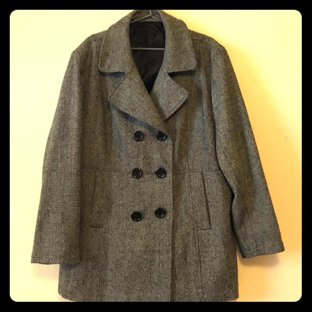 Black Tweed Double Breasted Jacket